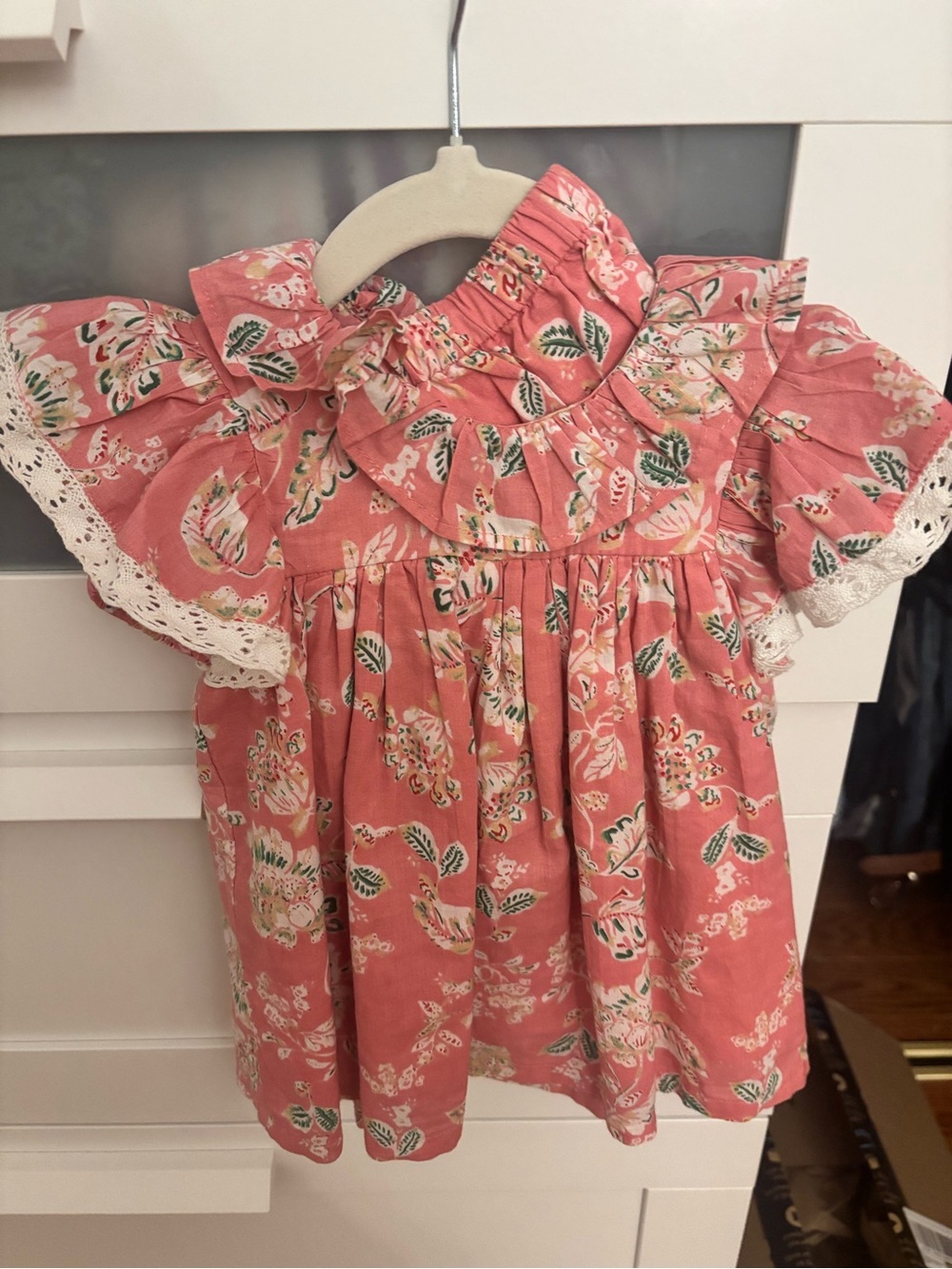 LANIDOR Baby Floral Ruffle Dress with bloomers